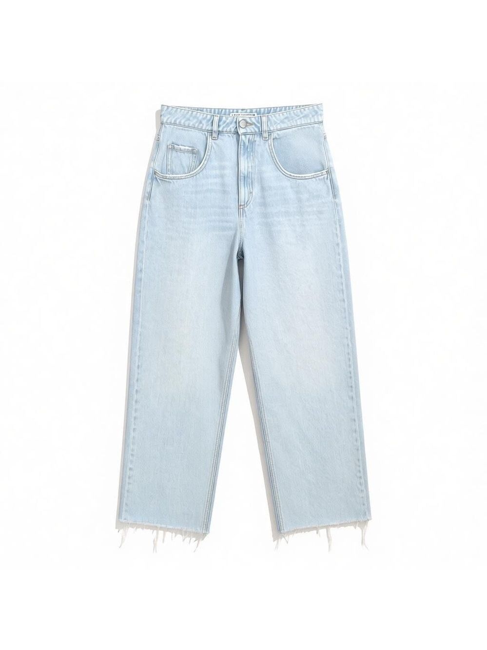 ICON Denim Poppy Eco Wide Leg Jeans Light Wash Raw Hem High Rise Size 27